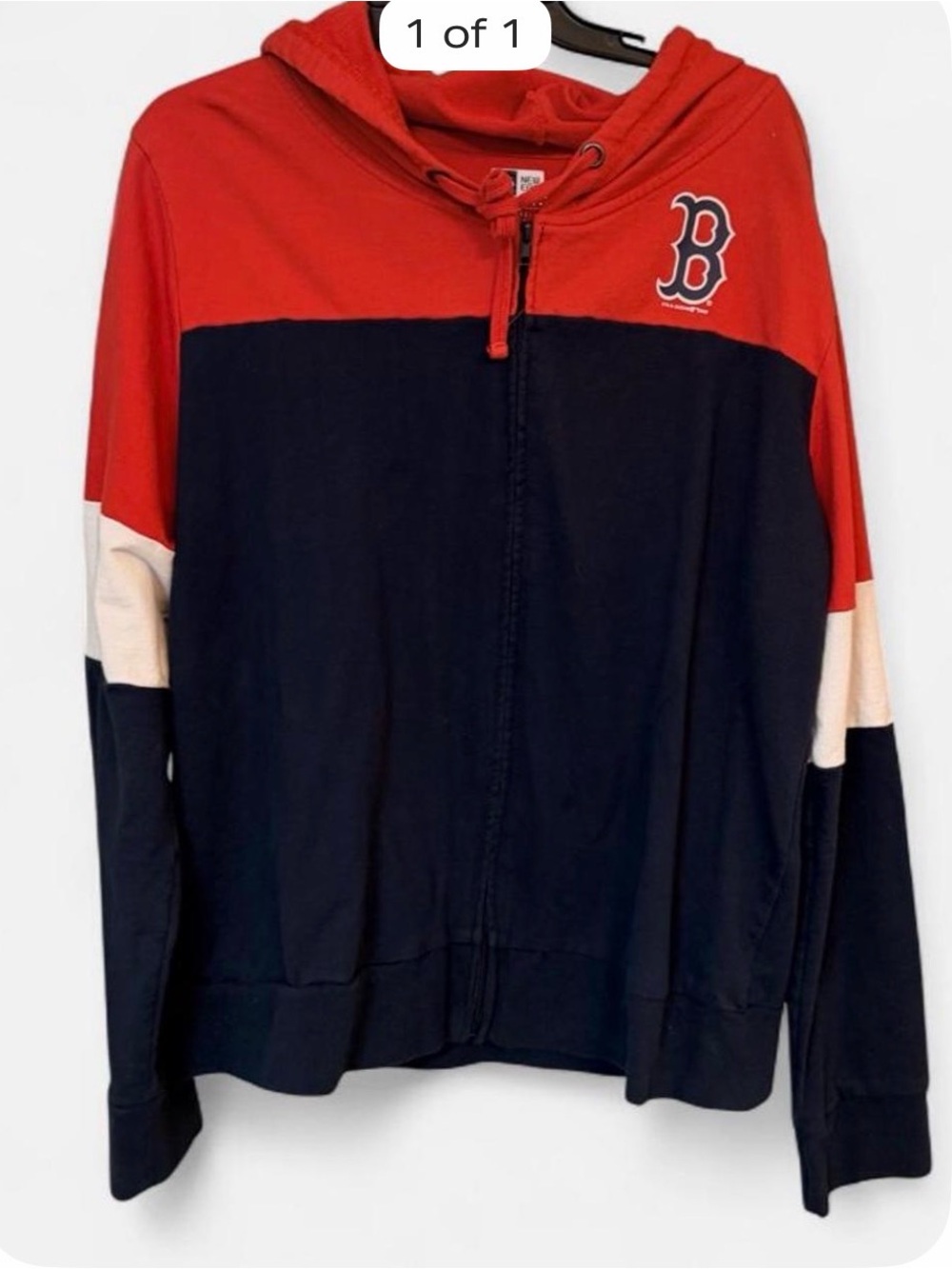 Fanatics Red, Navy & White Colorblock Full-Zip Hoodie
